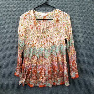 💚2/$20 Love Kyla Boho Blouse India Women's L